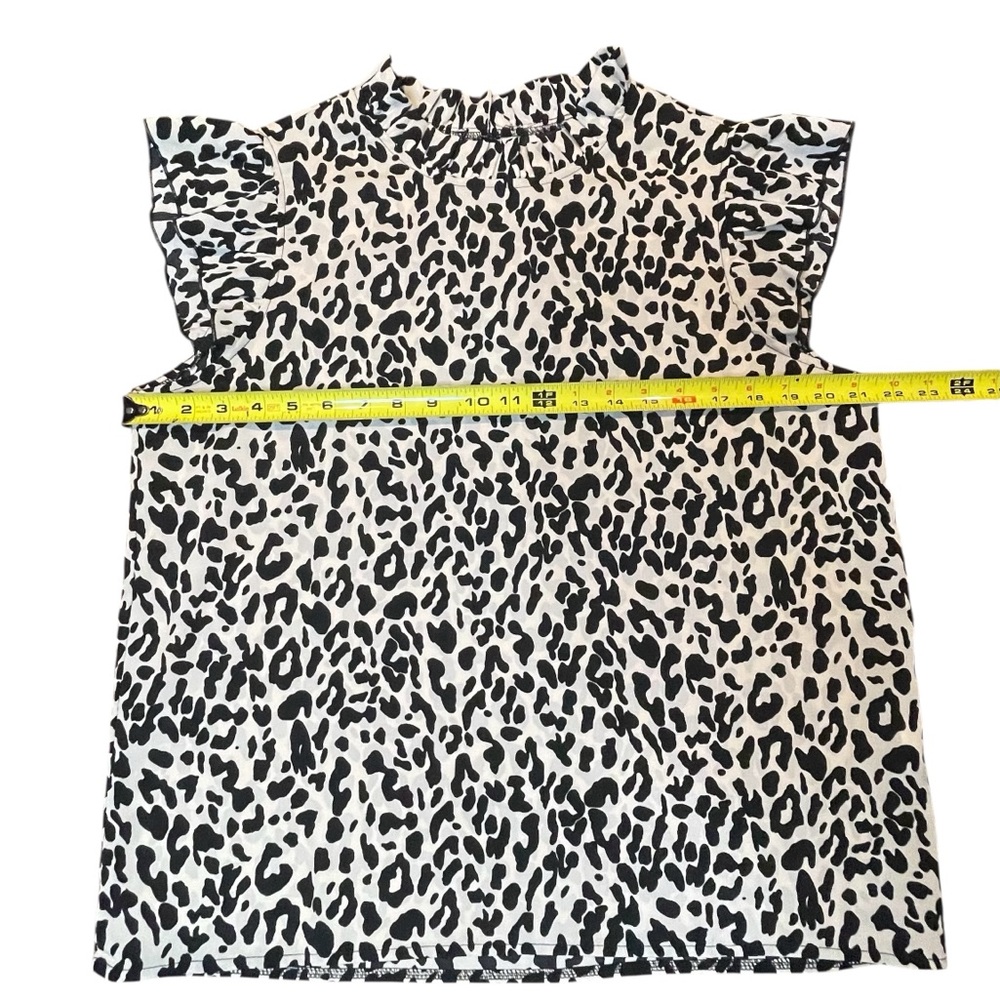 Leopard Print Ruffle Sleeve Top - Picture 6 of 10